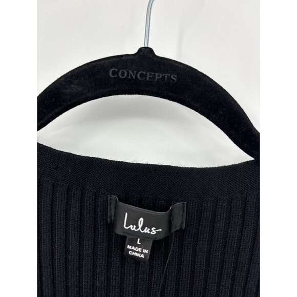 Lulus Ribbed Surplice Wrap Midi Sweater Dress Duster Cardigan Black Large NEW - Picture 4 of 8